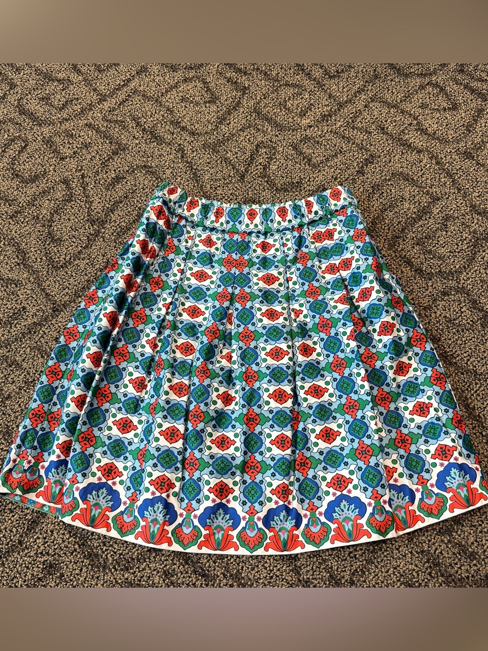 Boden Isabella Cotton Sateen Coastal Tile Vibrant Geometric Multicolor Skirt